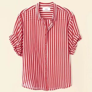 Xirena Channing Shirt - Burnt Dune Red Stripes Short Sleeve Button Down size XS